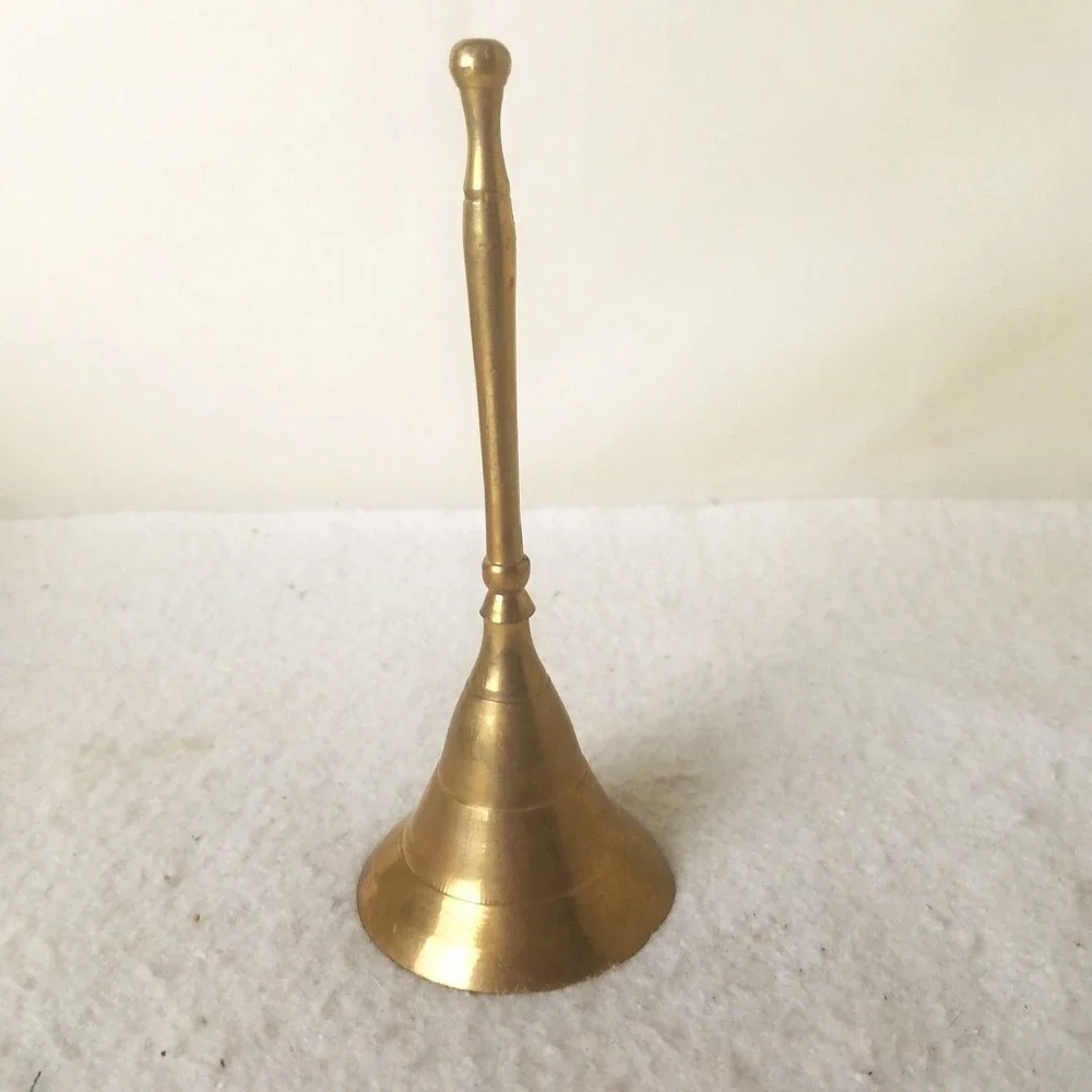 Brass‎ Hand Bell Decorative Tabletop Bell India Vntg Slender